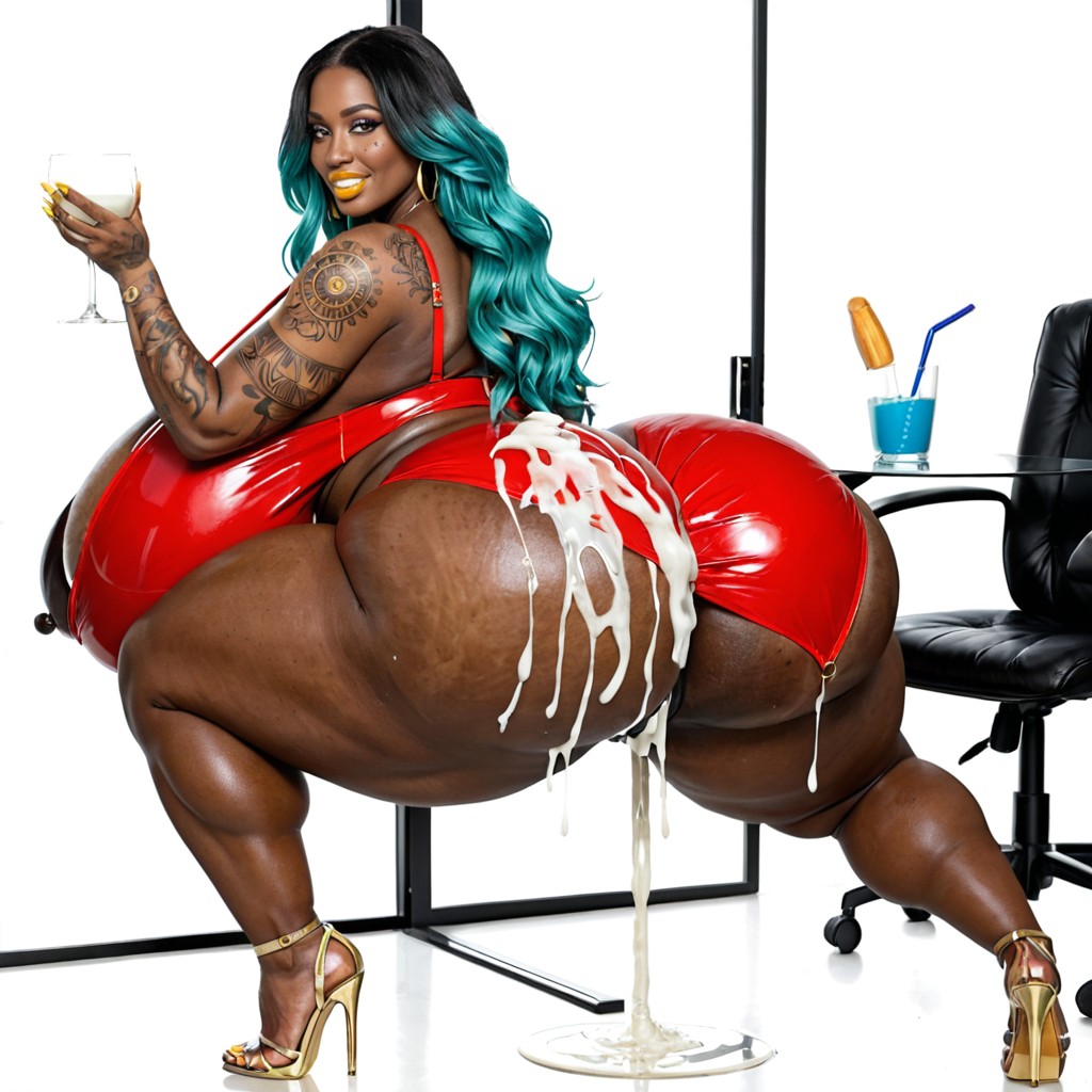 Gigantic Hyper Breasts, Massive Nipples, Color Tattoos Ebony AI Porn