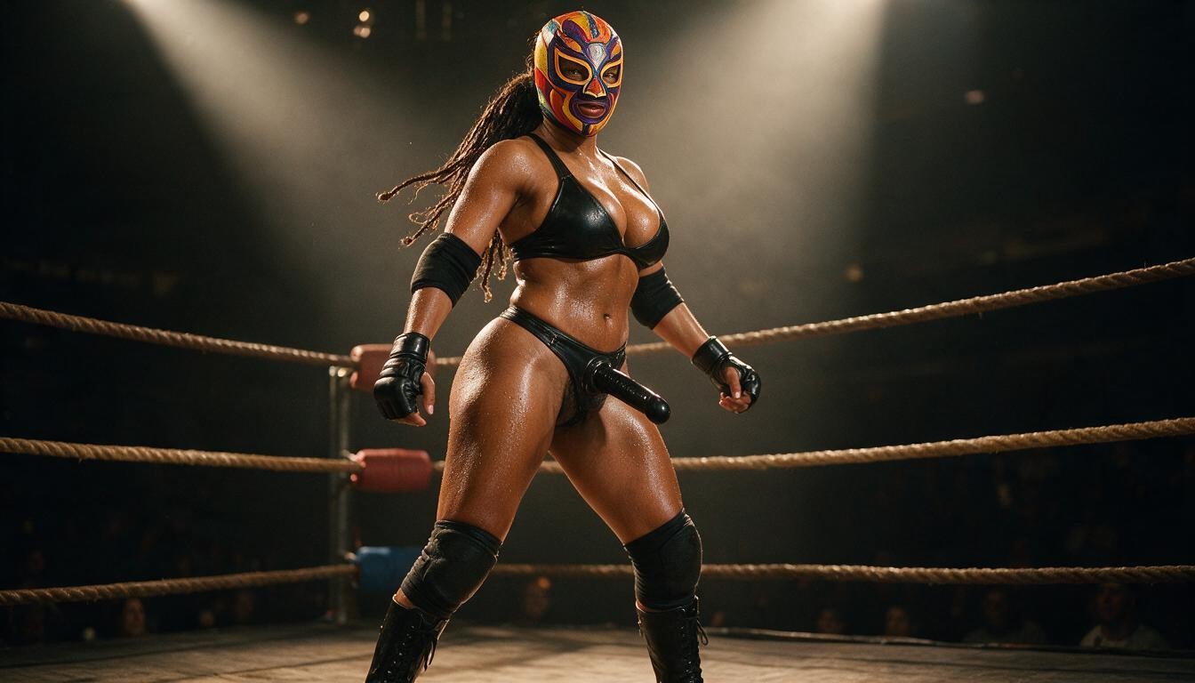 Tall, Boxing Boots, Strap-on Ebony AI Porn