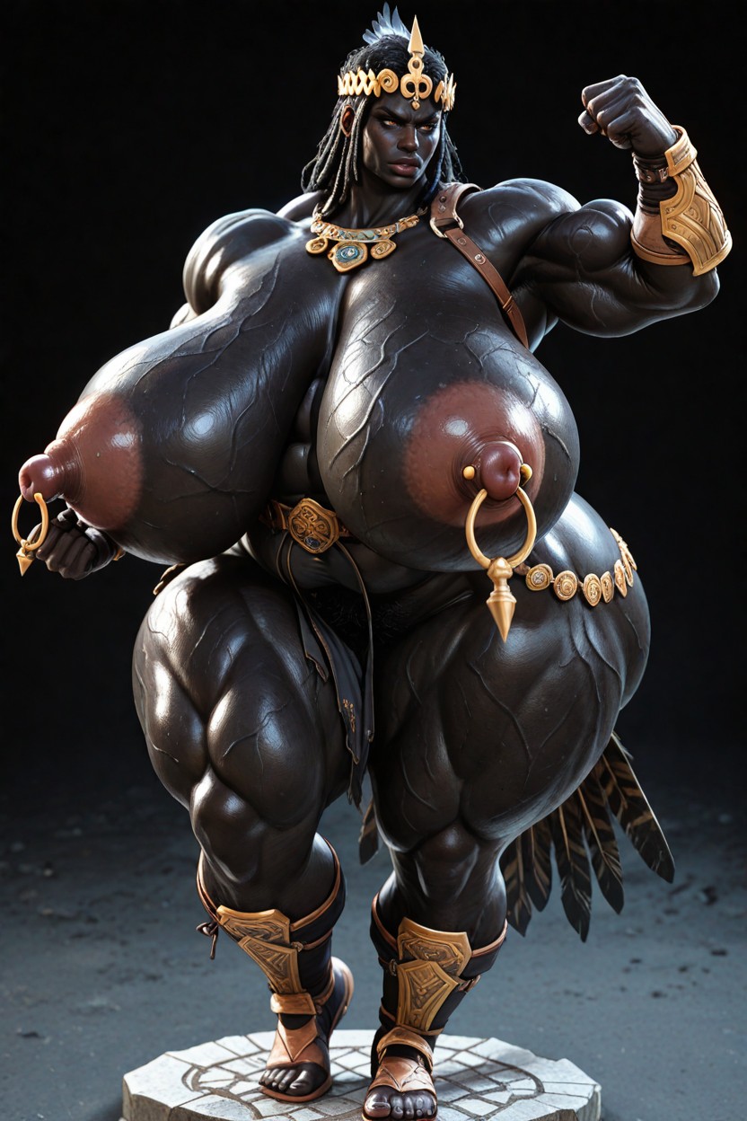 Hyper Gigantic Breasts ,extremely Droopy Breasts, Extremely Large Ass, Sagging Full Massive Perky Breasts Ebony AI Porn