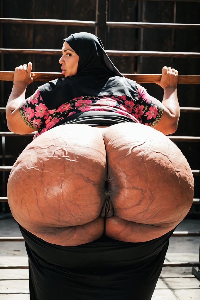 Full Body, Looking At Viewer, Upper Body Bent Forward To Show Of Ass Ebony AI Porn