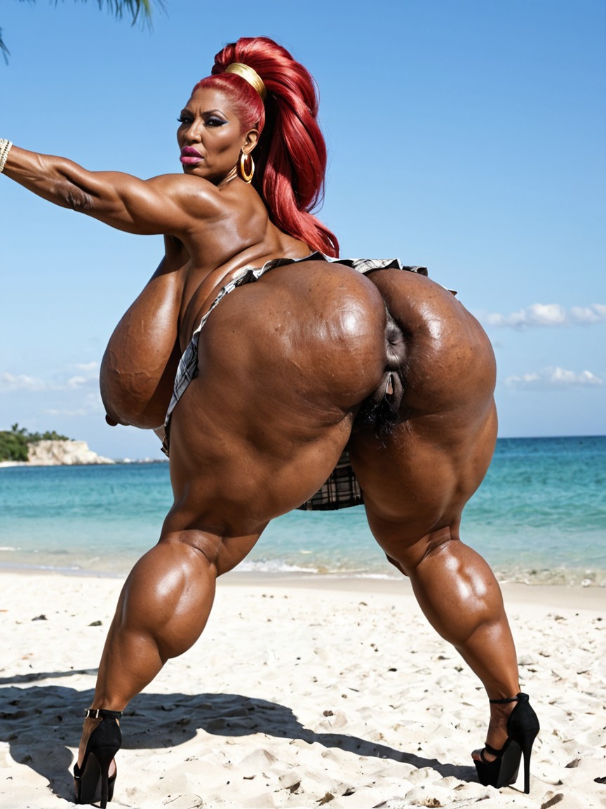 뮬 하이힐, Standing Arching Ass, 두꺼운 입술 에보니 AI 야짤