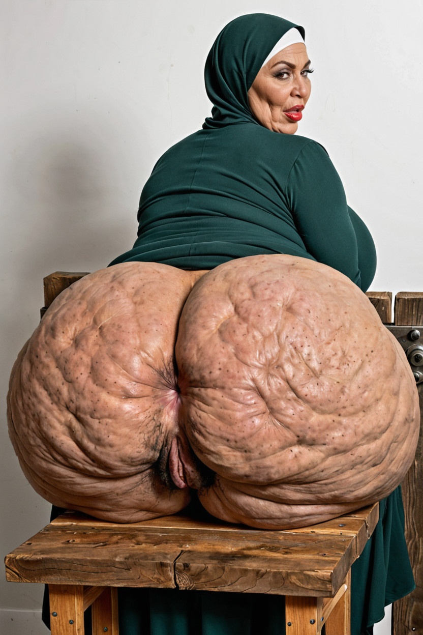 Tired, Hyper Wide Cellulite Veiny Ass, Eyebrows Ebony AI Porn
