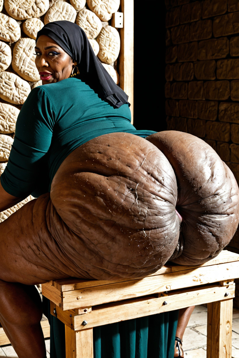 Hyper Obese Wide Ass, Side View, Curvy Ebony AI Porn