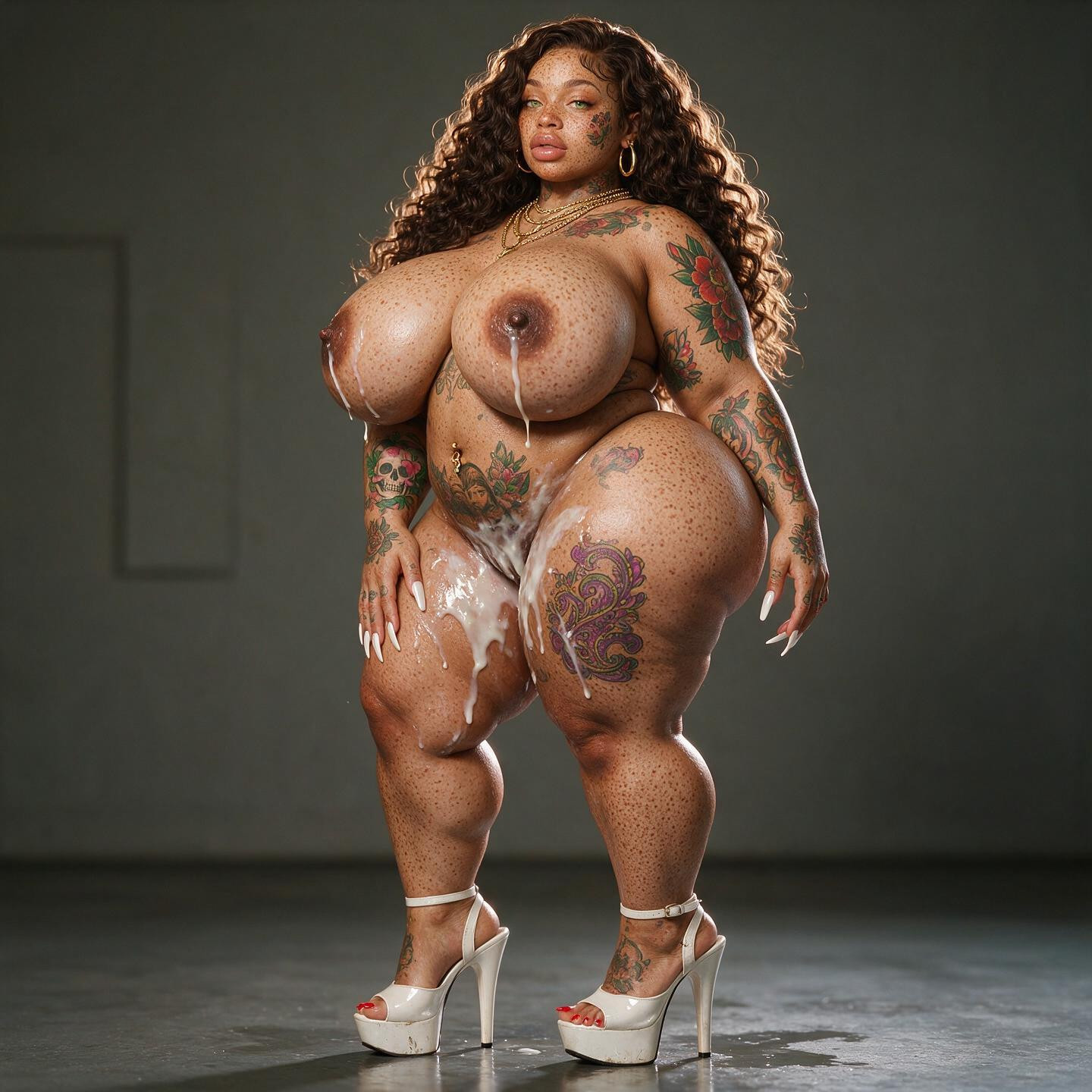 Pink Pleaser Heels, Melanin Lightskin Beautiful African, Excessive Milk 黑人AI色情