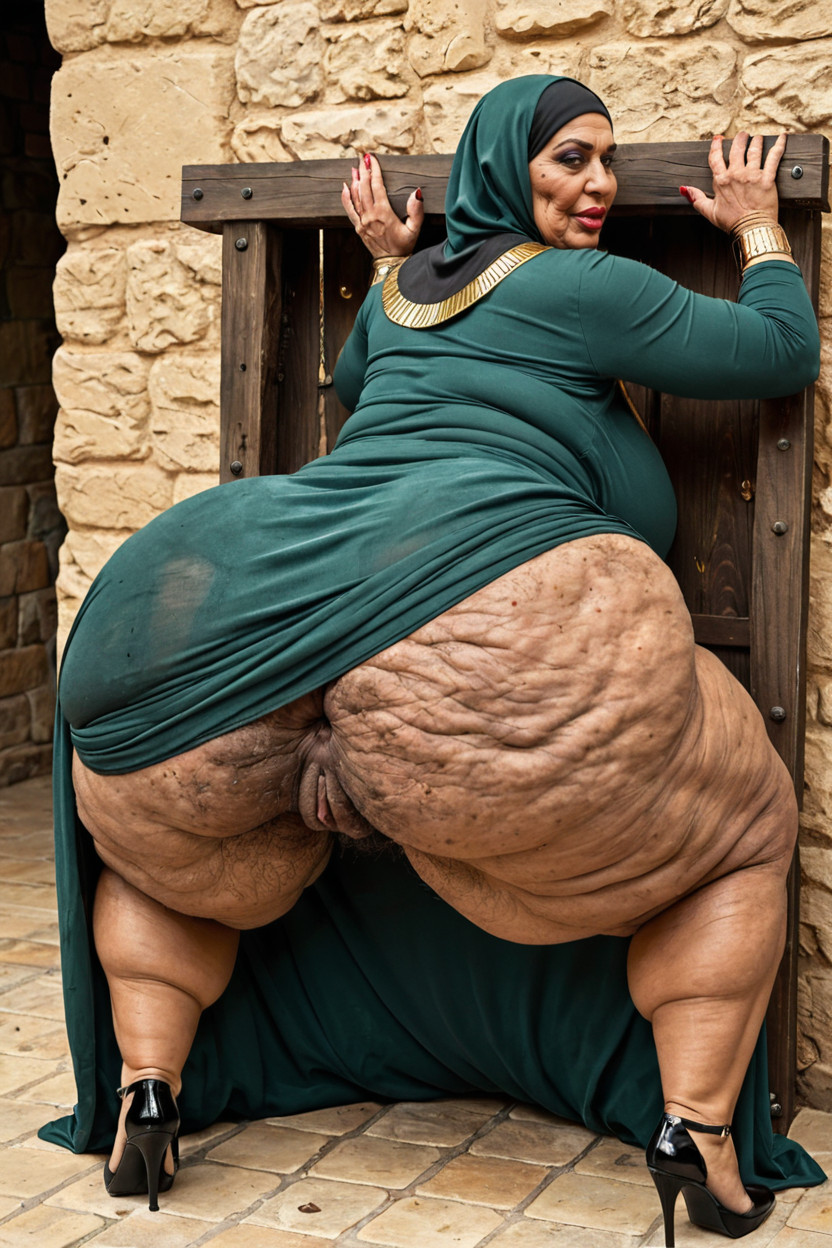 Torso Pending Forward, Hyper Colossal Obese Old Ass, Veiny Porno IA Ebony